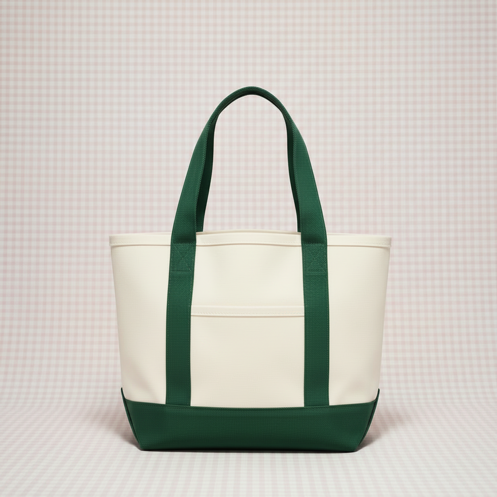 Green tote with front pocket