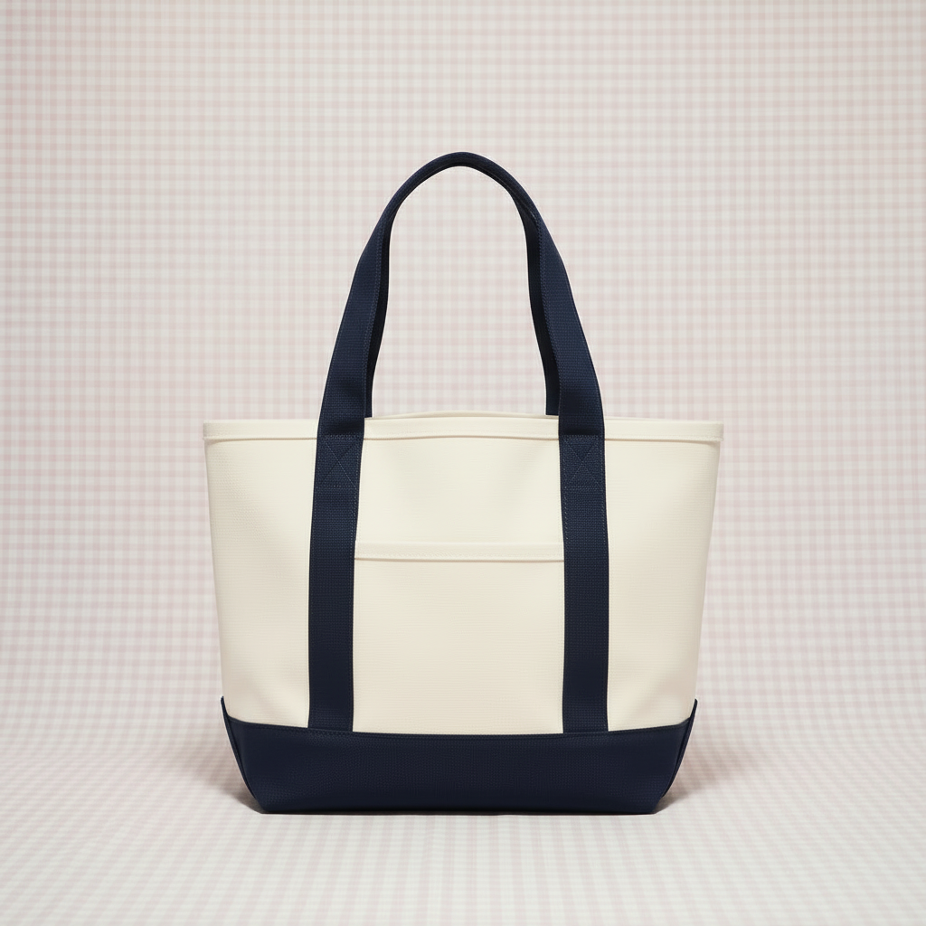 Navy tote with front pocket