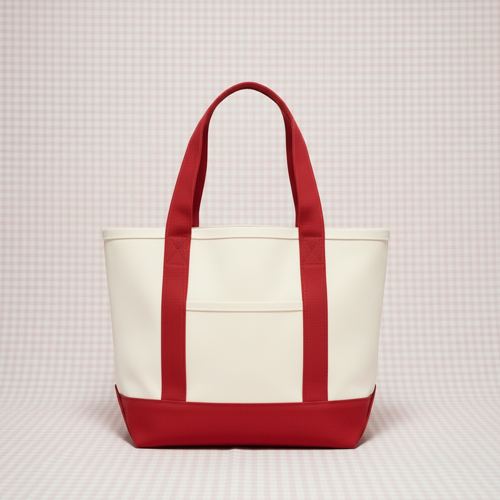 Red tote with front pocket