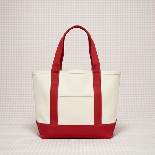 Red tote with front pocket